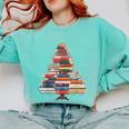 Christmas Tree Book Bookworm Comfort Colors Sweatshirt Butter