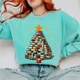 Christmas Tree Books Comfort Colors Sweatshirt Butter