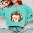 I Closed My Book To Be Here Fall Pumpkin Comfort Colors Sweatshirt Butter