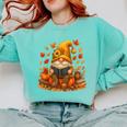 Cute Autumn Gnome Reading Pumpkin Book Lover Comfort Colors Sweatshirt Butter
