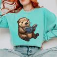 Cute Book Sea Otter Comfort Colors Sweatshirt Butter