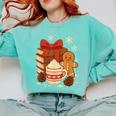 Cute Christmas Books Gingerbread Xmas Book Lover Teacher Comfort Colors Sweatshirt Butter