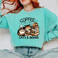 Cute Coffee Cats Books Lover Idea Women Men Kids Comfort Colors Sweatshirt Butter