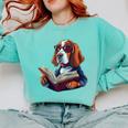 Cute Dog Basset Hound Reading Book Comfort Colors Sweatshirt Butter Cute Dog Basset Hound Reading Book Comfort Colors Sweatshirt Butter