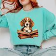 Cute Dog Beagle Reading Book Comfort Colors Sweatshirt Butter Cute Dog Beagle Reading Book Comfort Colors Sweatshirt Butter