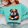 Cute Dog English Bulldog Reading Book Comfort Colors Sweatshirt Butter Cute Dog English Bulldog Reading Book Comfort Colors Sweatshirt Butter