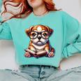 Cute Dog Puppy English Bulldog Reading Book Comfort Colors Sweatshirt Butter Cute Dog Puppy English Bulldog Reading Book Comfort Colors Sweatshirt Butter