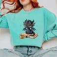 Cute Dragon Books Flower Bookworm Book Lover Comfort Colors Sweatshirt Butter