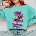 Cute Dragon Read Books Be Kind Stay Weird Book Lover Comfort Colors Sweatshirt Butter