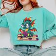 Cute Dragon Reading a Book Bookworm For Men Women Kid Comfort Colors Sweatshirt Butter Cute Dragon Reading a Book Bookworm For Men Women Kid Comfort Colors Sweatshirt Butter