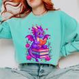 Cute Dragon Reading Books Bookworm Comfort Colors Sweatshirt Butter