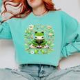 Cute Floral Frog Book Reading Comfort Colors Sweatshirt Butter Cute Floral Frog Book Reading Comfort Colors Sweatshirt Butter