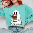 Cute Ghost Holding Books Bookish Christmas Comfort Colors Sweatshirt Butter