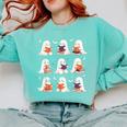 Cute Ghost Reading Book Lovers Halloween Ghost Comfort Colors Sweatshirt Butter