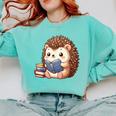 Cute Hedgehog Book Lover Readers Animal Reading Comfort Colors Sweatshirt Butter