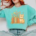 Cute Kawaii Cat Books Flowers Comfort Colors Sweatshirt Butter Cute Kawaii Cat Books Flowers Comfort Colors Sweatshirt Butter