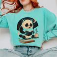 Cute Panda Reading Book Under Moon Bookworm Coffee Lover Comfort Colors Sweatshirt Butter