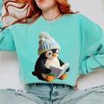 Cute Penguin Reading Book Faux-Crochet Print Comfort Colors Sweatshirt Butter Cute Penguin Reading Book Faux-Crochet Print Comfort Colors Sweatshirt Butter