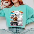 Cute Polar Bear Is Reading a Book Reading Polar Bear Comfort Colors Sweatshirt Butter