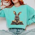 Cute Rabbit Bunny Book Lover Comfort Colors Sweatshirt Butter