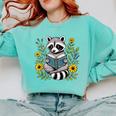 Cute Raccoon Reading Book Flowers Comfort Colors Sweatshirt Butter