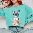 Cute Reading Bunny With Glasses Books Reader Book Bookworm Comfort Colors Sweatshirt Butter