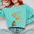 Cute Reading Cat With Kitten Dandelion Flowers Book Lover Comfort Colors Sweatshirt Butter