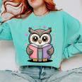Cute Reading Owl Book Lover Teacher Librarian Bookworm Comfort Colors Sweatshirt Butter Cute Reading Owl Book Lover Teacher Librarian Bookworm Comfort Colors Sweatshirt Butter