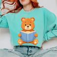 Cute Teddy Bear Reading Book Adorable For Readers Comfort Colors Sweatshirt Butter
