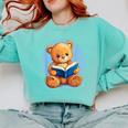 Cute Teddy Bear Reading Book Fun Comfort Colors Sweatshirt Butter Cute Teddy Bear Reading Book Fun Comfort Colors Sweatshirt Butter