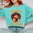 Cute Thanksgiving Teacher Librarian Thankful Reading Books Comfort Colors Sweatshirt Butter