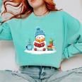 Cute Winter Cozy Snowman Reading Book Lovers Xmas Snowman Comfort Colors Sweatshirt Butter