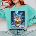 Deer Reads Book Women Girls Reindeer Comfort Colors Sweatshirt Butter