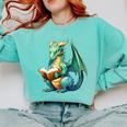 Dragon With Book Comfort Colors Sweatshirt Butter