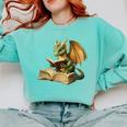 Dragon Bookworm Reading Book Graphic Comfort Colors Sweatshirt Butter