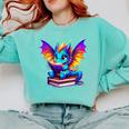Dragon Reading a Book Bookworm Book Comfort Colors Sweatshirt Butter