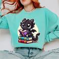 Dragon Reading A Book Cute Bookworm Book Lover Comfort Colors Sweatshirt Butter