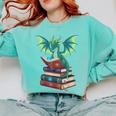 Dragon Reading Books Fantasy Lovers Mythical Creatures Comfort Colors Sweatshirt Butter