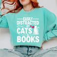 Easily Distracted By Cats And Books Cat & Book Lover Comfort Colors Sweatshirt Butter Easily Distracted By Cats And Books Cat & Book Lover Comfort Colors Sweatshirt Butter
