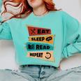 Eat Sleep Read Repeat Reading Books Reader Bookworm Comfort Colors Sweatshirt Butter