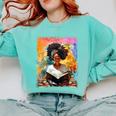 Educated Afro Girl Reading Book Lover History Month Comfort Colors Sweatshirt Butter
