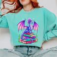 Fantasy Dragon Reading Books Bookworm Comfort Colors Sweatshirt Butter