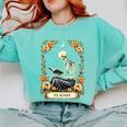 Floral Tarot Card The Reader Skeleton Reading Book Comfort Colors Sweatshirt Butter Floral Tarot Card The Reader Skeleton Reading Book Comfort Colors Sweatshirt Butter