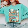 Ghost Book Reading Books Lover Teacher Happy Halloween Comfort Colors Sweatshirt Butter