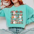 Ghost Christmas Reading Book Lover Library Christmas Teacher Comfort Colors Sweatshirt Butter