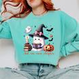 Ghost Reading Book Coquette Bow Halloween Girl Toddler Kid Premium Comfort Colors Sweatshirt Butter