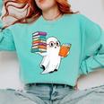 Ghost Reading Books Halloween Library Comfort Colors Sweatshirt Butter