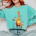 Giraffe Reading Tea Books Coffee Book Lover Graphic Comfort Colors Sweatshirt Butter