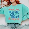 Girl Reading Book Summer Beach Vacation For Book Lover Comfort Colors Sweatshirt Butter