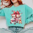 Girly Coquette Gingerbread Books And Hot Cocoa Cozy Season Comfort Colors Sweatshirt Butter